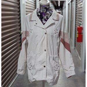 Vintage Karizma East Ltd White & Mauve Windbreaker Jacket Gorpcore Utility Retro